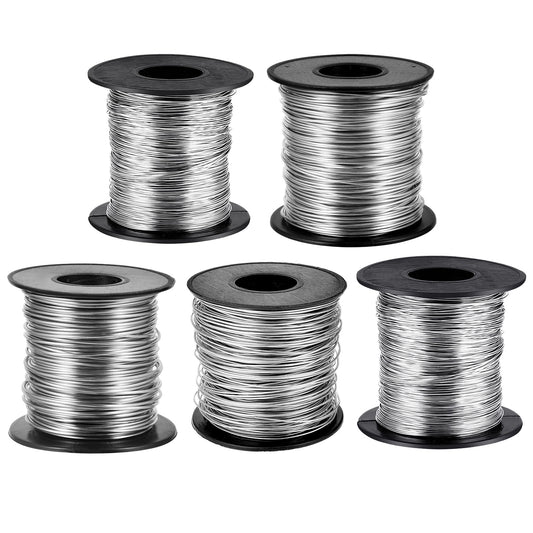 5 Rolls Jewelry Wire for Jewelry Making 18, 20, 22, 24, 26 Gauge Stainless Steel Silver Wire Kit Beading Bendable Craft Wires Tarnish Resistant Beading Wires for Making Crafts