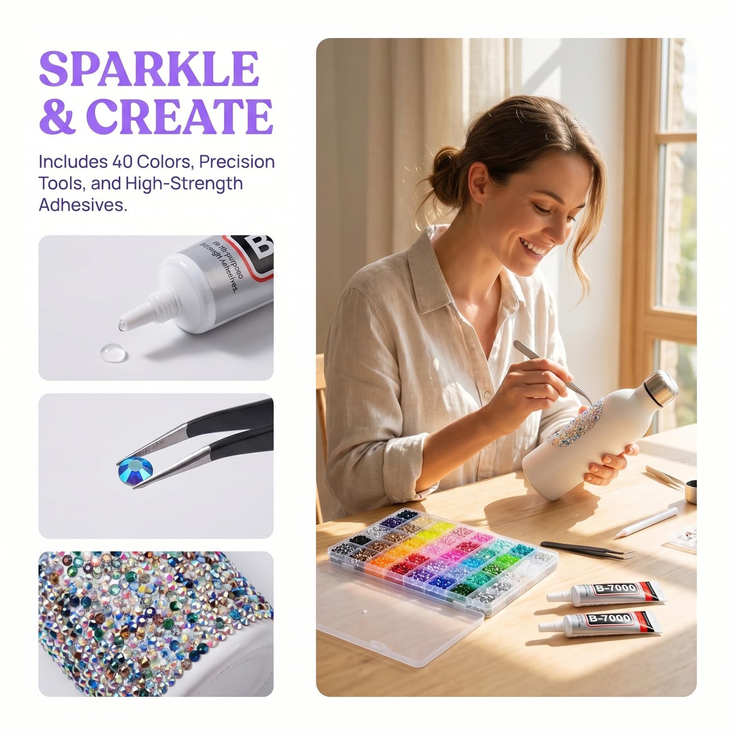 Bedazzler Kit with Rhinestones, Colorful DIY Resin Rhinestone Kit for Bedazzling, Resin Jelly Rhinestones for Bedazzling Kit for Diamond Art Bedazzled Nail Art Crafting Makeup (32000)