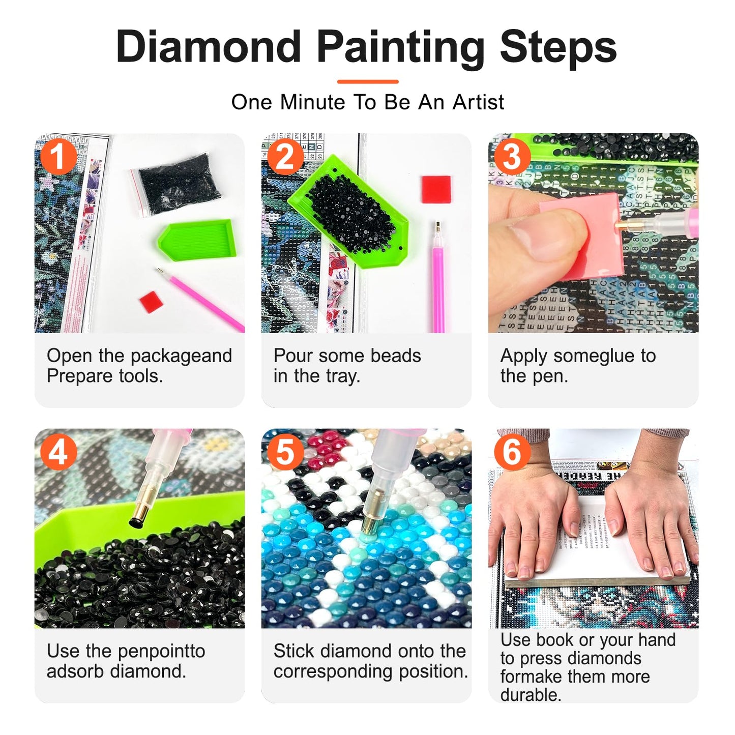 6 Pack Fantasy Diamond Art Kits for Adults, 5D DIY Diamond Painting Kits for Beginner, Diamond Dots Full Drill Crafts for Gem Art Dot Art for Adults Home Wall Decor for Teens Boys Girls 12x16 inch