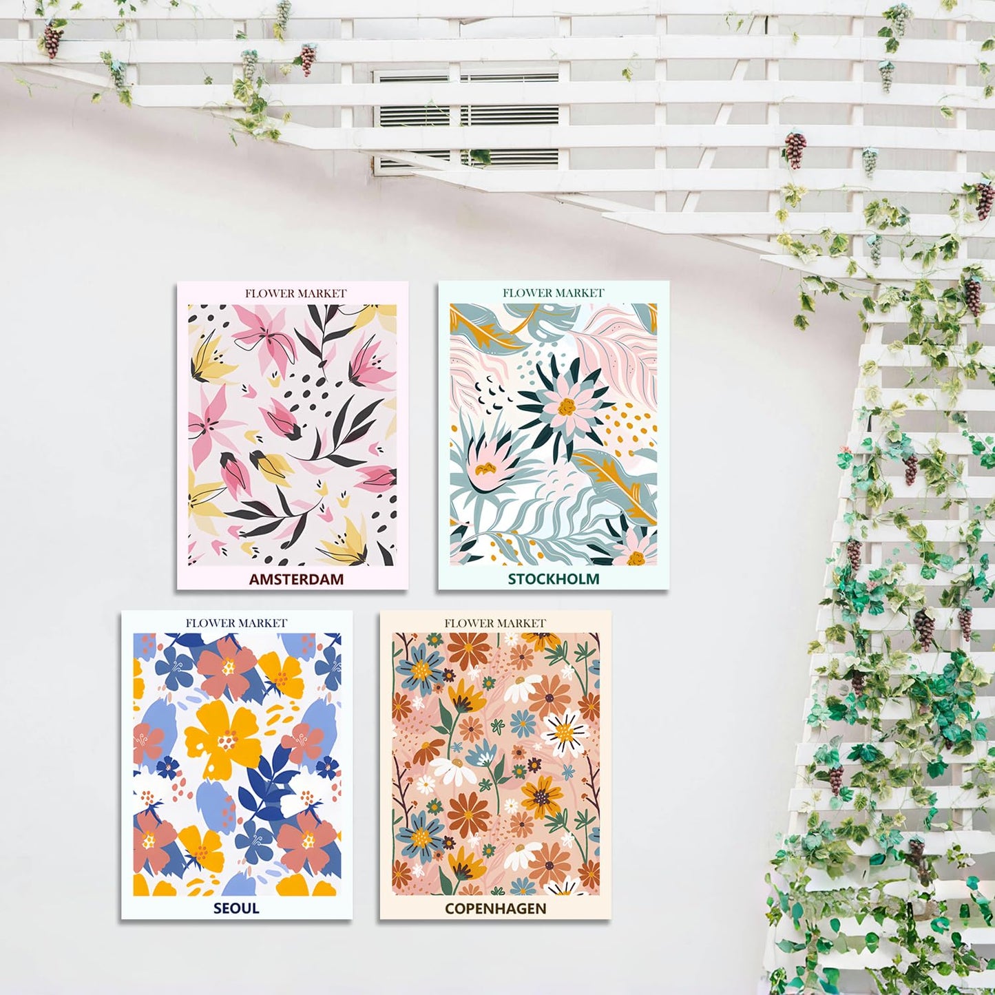 Lanzeyo Diamond Painting Kits for Adults Flower Diamond Art Kits for Beginners Diamond dot Kits Floral Wall Art DIY Adults Crafts 4PCS Gem Art (Flower)