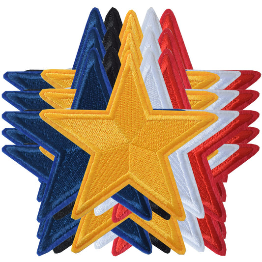 25pcs Star Shape Iron on Patches, Cute Multiple Colors Iron-on/sew-on Patches Embroidered Applique Decoration Patches for Clothing Jackets Backpacks Jeans Hats Bags