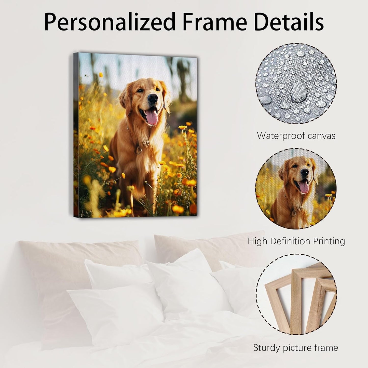 SPECPIX Custom Canvas Prints with Your Photos Customized Canvas Wall Art Personalized Canvas Pictures Gifts for Pet Dog Baby Family Mom Dad Men Women Couple Boyfriend Girlfriend Framed 12x16
