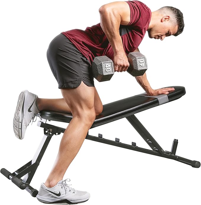 Sunny Health & Fitness Compact Premium Incline Bench Press Bar Rack Set & Optional Leg Extension Developer, Preacher Curl for Solid Strength Training Home Gym