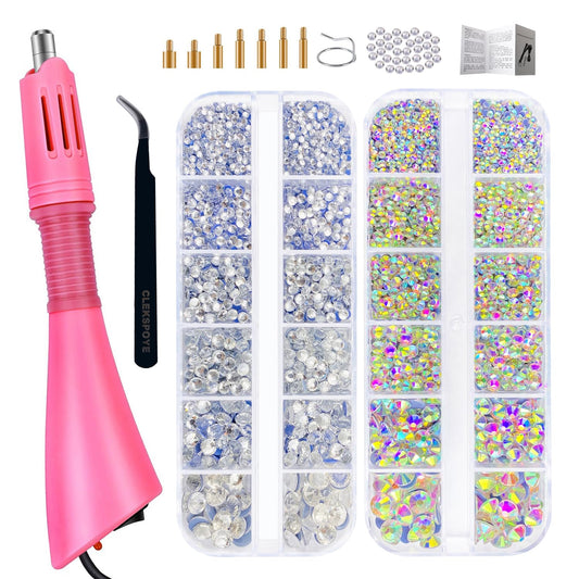 Hotfix Rhinestones Bedazzling Kit,Iron-on Hot Fix Applicator Setter Tool with Rhinestones,Hot Fixed Wand for Clothes Clothing Fabric Crafts,Crystal