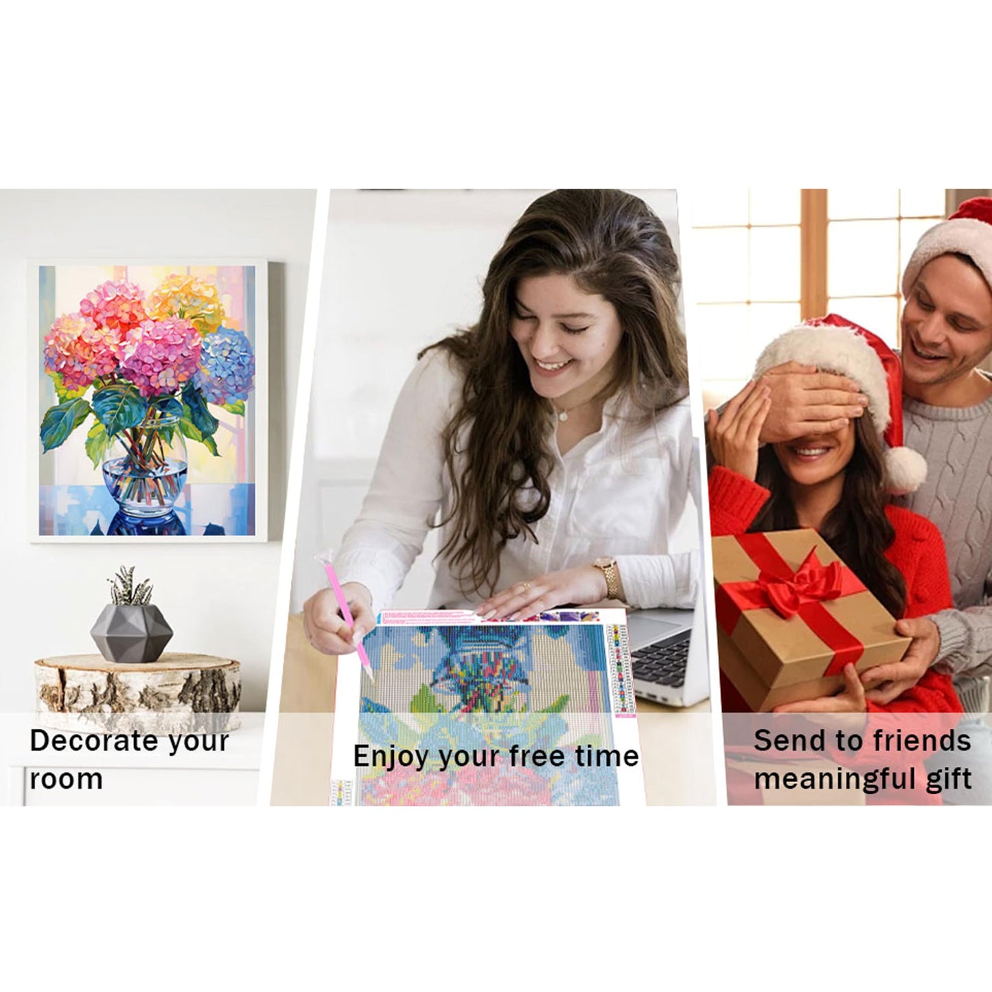 Ausanrl Hydrangea Diamond Painting Kits for Adults-Flowers Diamond Art Kits for Adults,5D Diamond Painting Flowers,DIY Full Drill Diamond Painting Flower Gem Art and Crafts 12x16inch