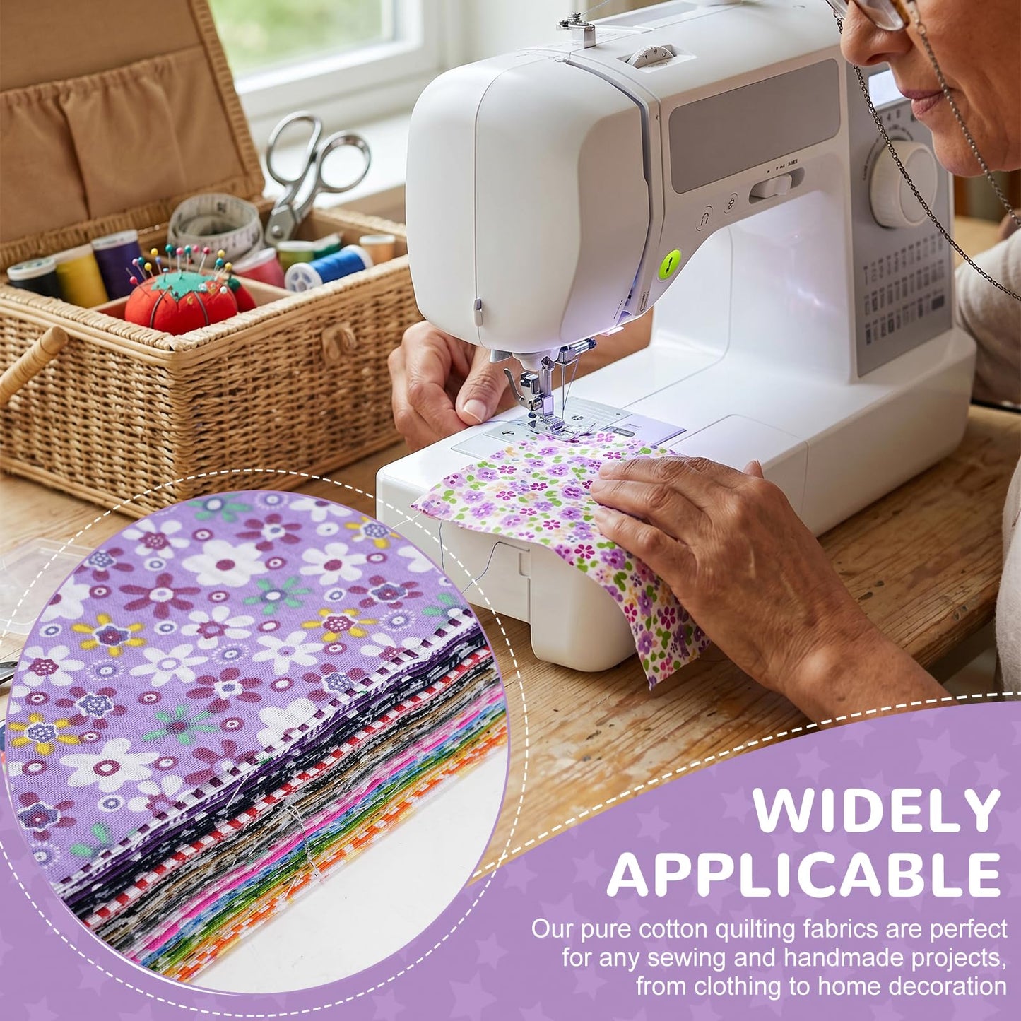 Vanttokeey 70Pcs Cotton Fabric Squares 10 x 10 Inches Quilting Fabrics Bundles Printed Floral Patchwork Sewing Supplies for DIY Crafting (Floral)