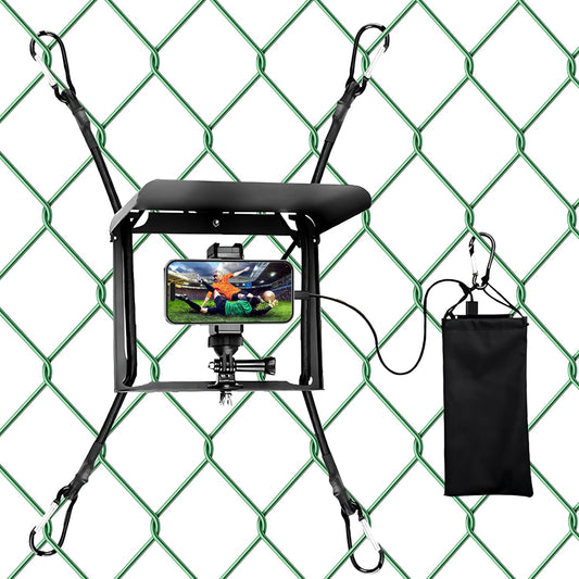UBeesize Cell Phone Fence Mount with Foldable Shade, Game Changer Mounting Kit for iPhone, GoPro, Mevo Start, Tool-Free