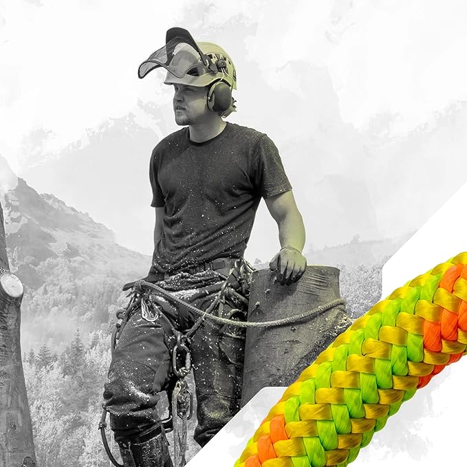 Pelican Rope Arborist Rope 11.8mm x 150Ft, USA Made High-Strength 24-Strands Static Climbing Rope - 7,000 lb Strength for Tree Climbing, Pulling, Outdoors & Swing - Red, Plain End