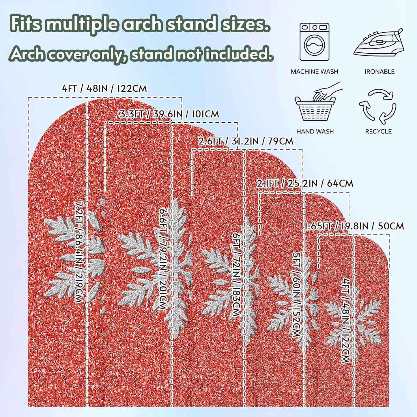Duskova Living 5 Modern Themed Arch Backdrop Cover FT, Winter Watercolor Sparkling Snowflake Pattern Wedding Arch Cover