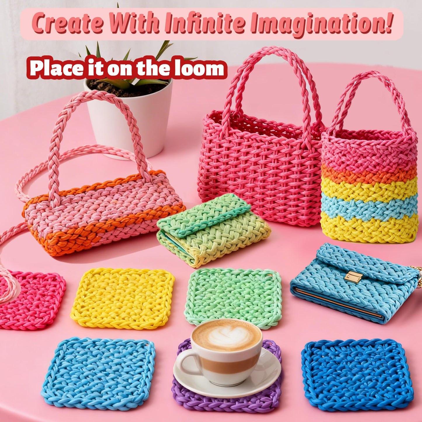 CXIIPOL 1000 Pcs 7 inch Colorful Loom Loops Potholder, 10 Colors Weaving Loom Refill Loops, Flexible DIY Kit Colorful Weaving Crafts for DIY Projects