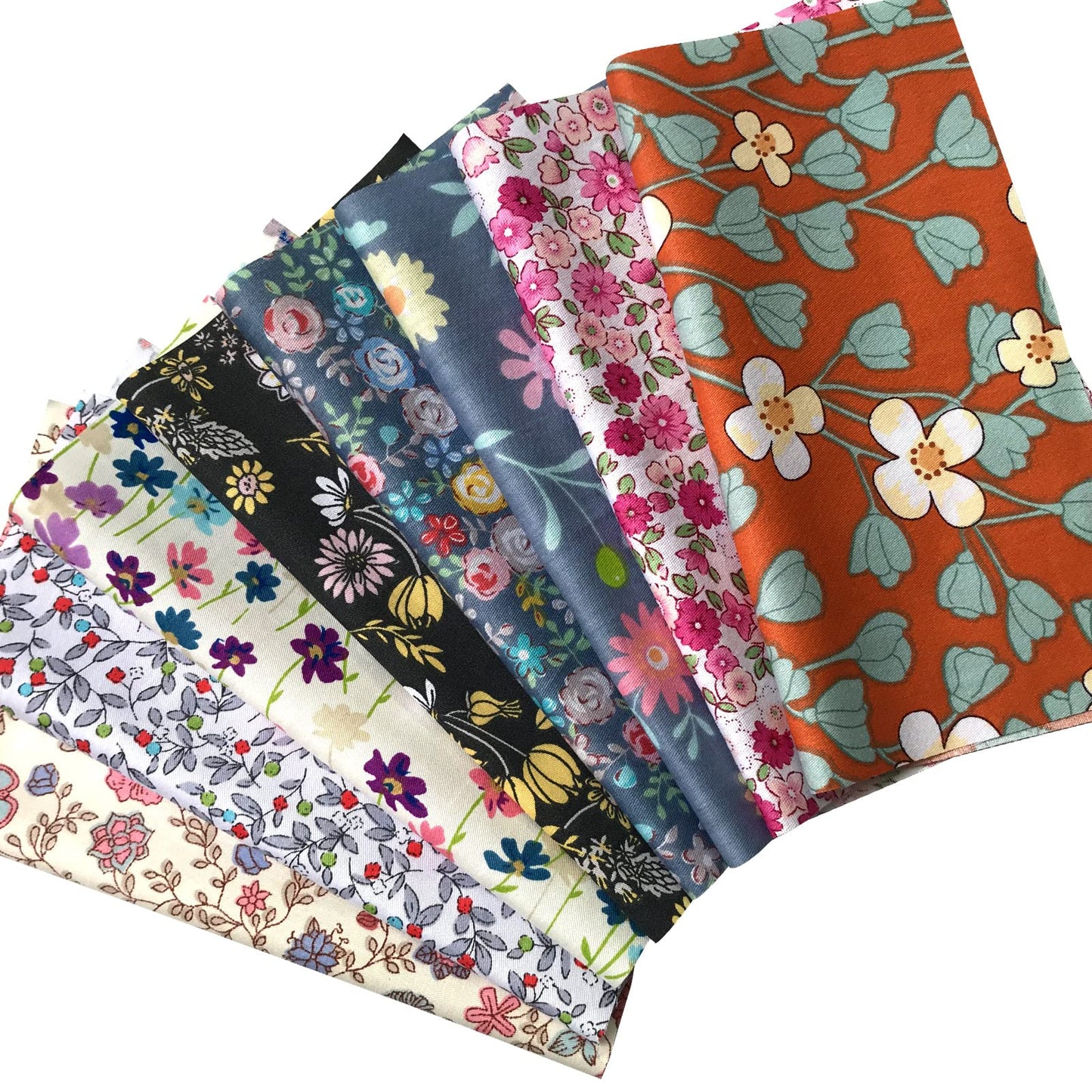 50pcs 8" x 8" Fabric Squares 100% Cotton Fabric Bundles Quilting Craft Supplies Floral Precut Squares Patchwork for Sewing DIY Quilt Patchwork