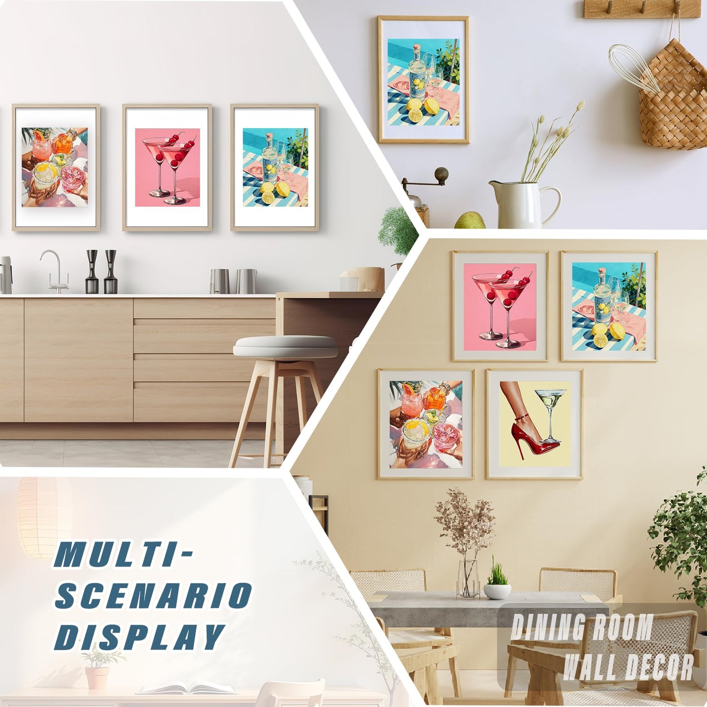 Qykwz 4 Pcs Trendy Cocktail Party Diamond Painting Kits for Adults, Retro High Heels Vibrant Summer Cocktail Diamond Art Kits, DIY Full Drill Gem Art Kit for Home Wall Decor, 9.8x11.8 Inch