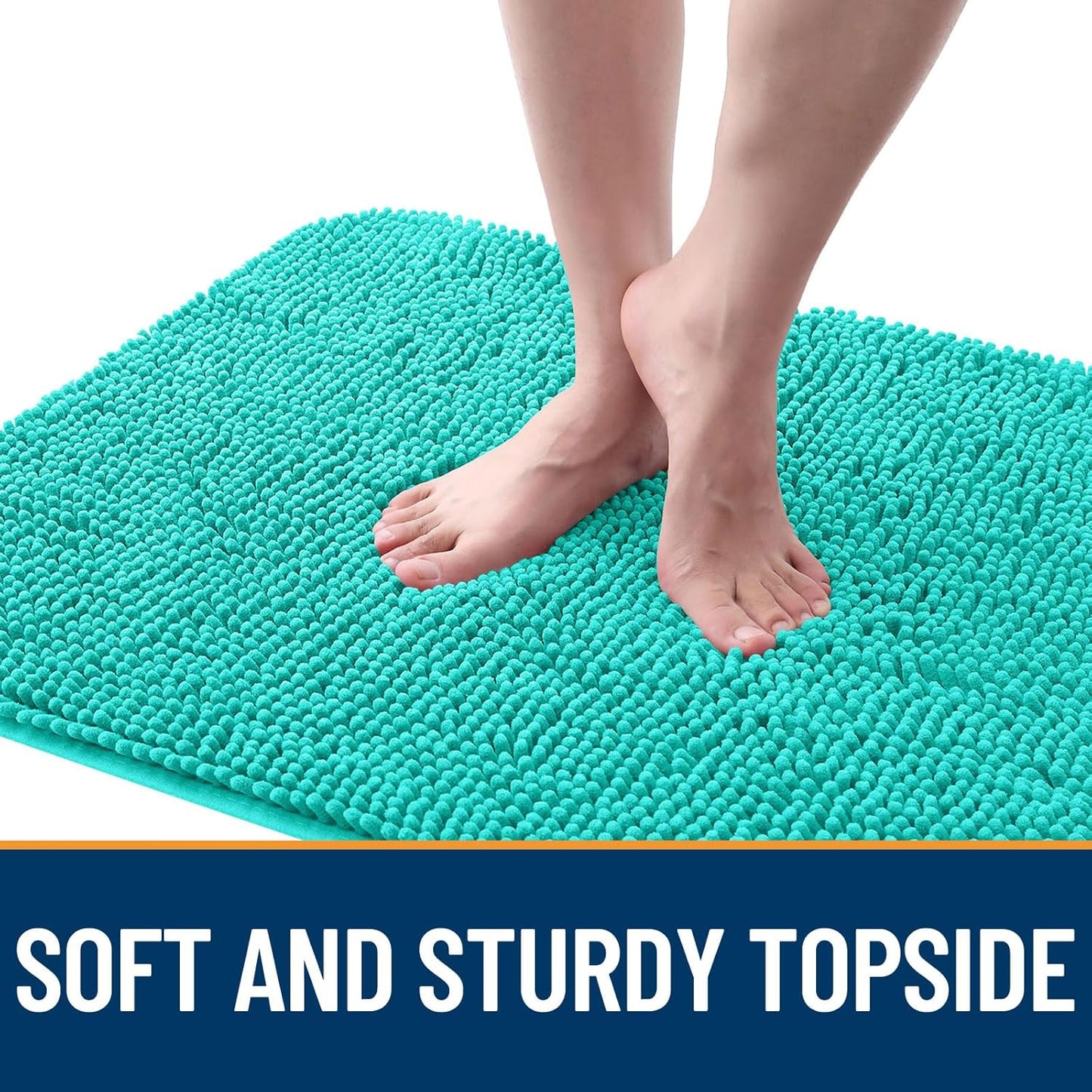 OLANLY Dog Door Mat - Absorbent Non-Slip Chenille Mat for Muddy Paws | Quick Dry 59x24, Teal