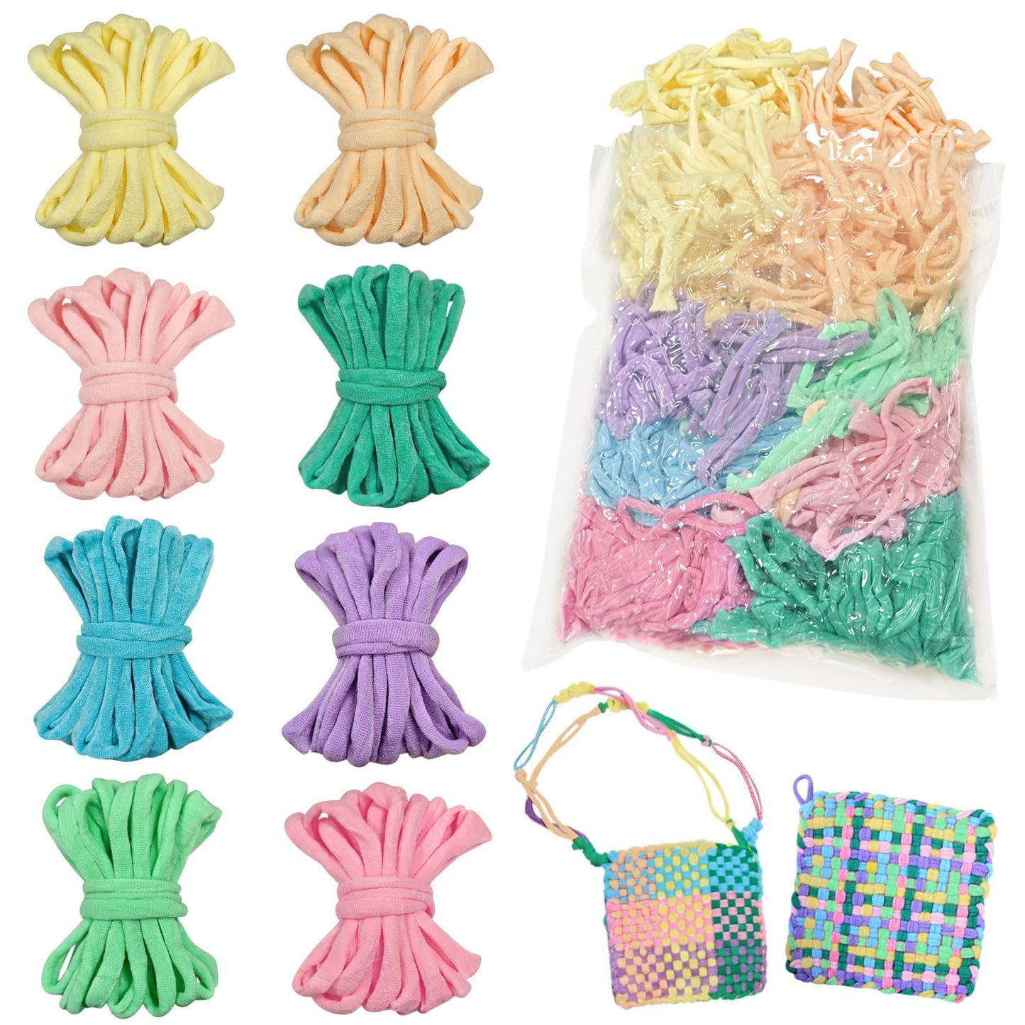800 PCS Weaving Loom Loops for 7-Inch Loom, 8 Color Potholder Refill Bands, Durable Elastic Nylon Craft Loops for Kids & Adults DIY Weaving Projects, Colorful Arts & Crafts Supplies
