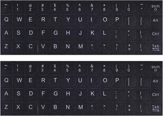 CaseBuy 2 Pack English Keyboard Stickers, Replacement Keyboard Letters Sticker with White Font on Black Background
