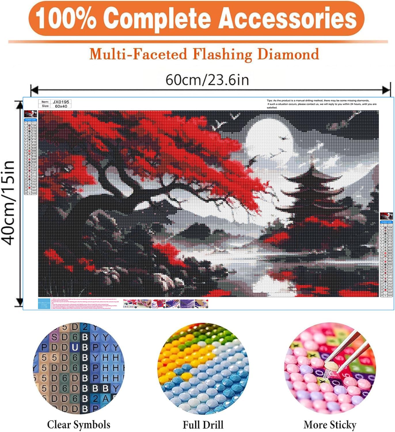 Large Diamond Painting Kits for Adults - 5D Moon Mountain Diamond Art Kits for Adults,DIY Full Drill Crystal Rhinestone Gem Art Painting with Diamonds Home Wall Decor 23.6 X 15.7inch