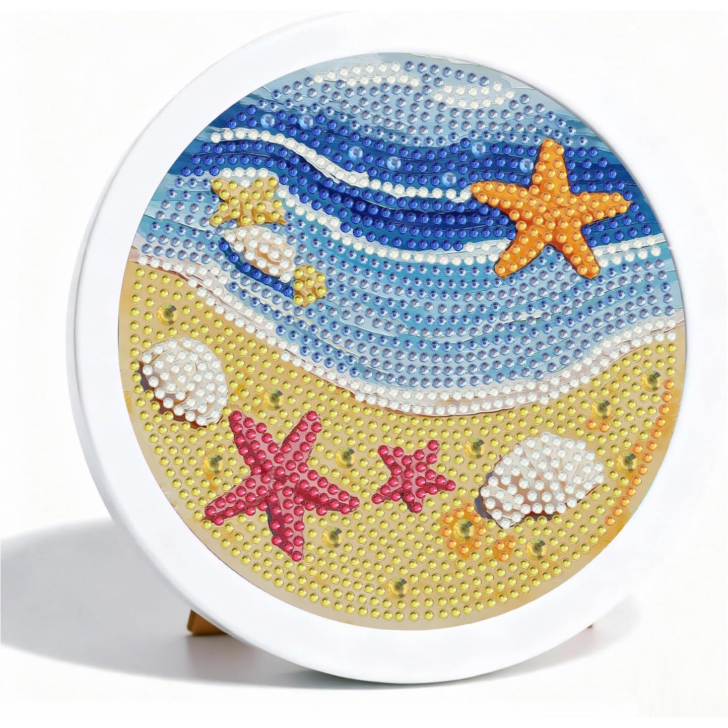 Foxonaut Beach Diamond Art for Kids with Frame, Easy Diamond Art Painting Kits Ages 6-8-12, DIY Gem Art for Kids,Art and Crafts for Girls Boys Gift (7x7inch)
