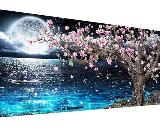 YALKIN Square 5D Diamond Painting Kits for Adults, Summer Night Large Diamond Art Kits Full Drill Diamond Painting Kit for Adult Beginners, DIY Picture Art for Home Wall Decor 40x70CM/15.8x27.6in
