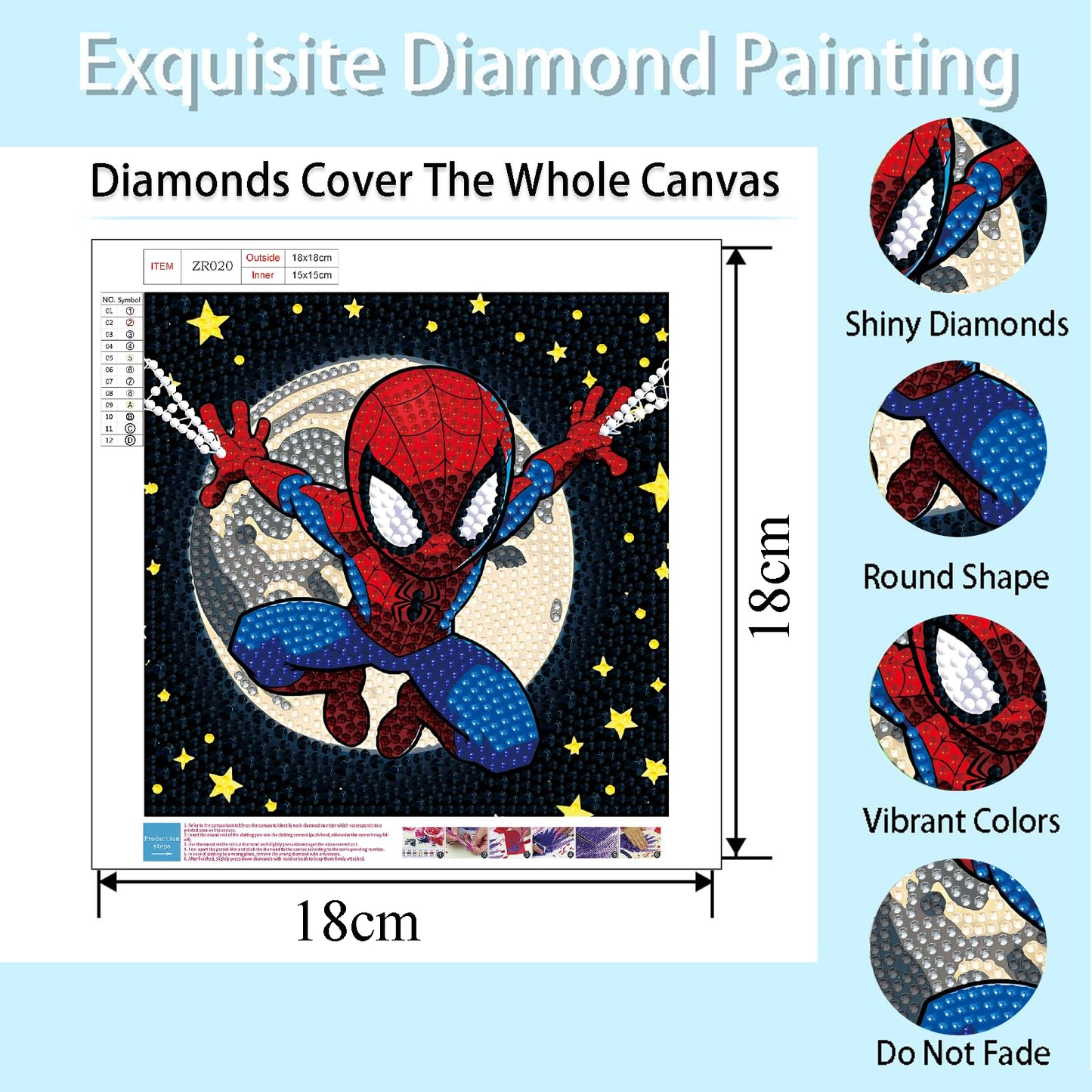 Baiwanerxiang Diamond Art Kits for Kids Ages 8-12, 6 Pcs Diamond Painting for Kids Full Drill Diamond Art Gem by Number for Kids Mosaic DIY Craft Gifts for Home Wall Decor, 6x6 Inch