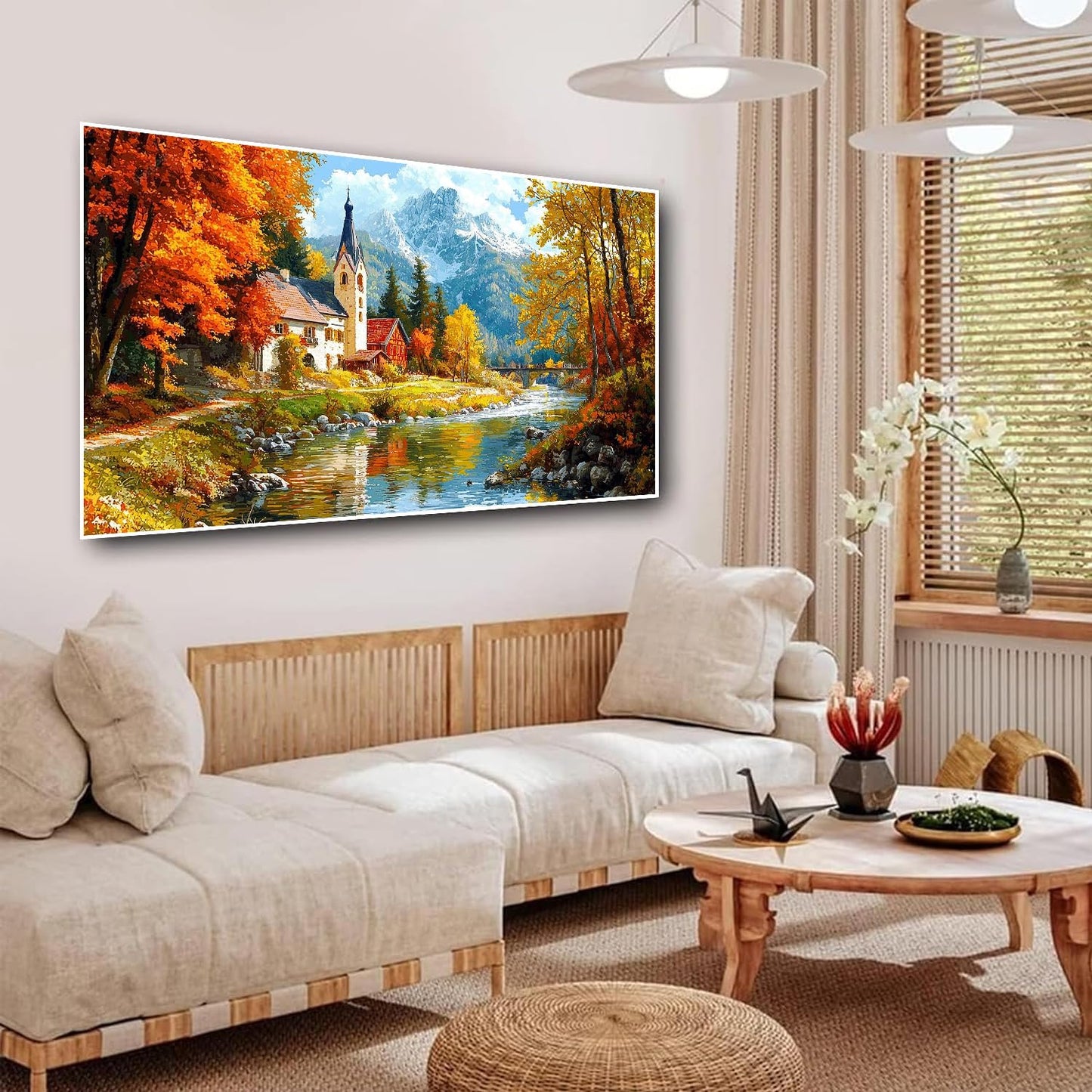igoodom Large Diamond Art Kits for Adults, Landscape Large Diamond Painting Kit, Full Drill Round Big Diamond Art Kits, DIY Gem Art and Crafts for Home Wall Decor Gift 27.5 X 15.7inch