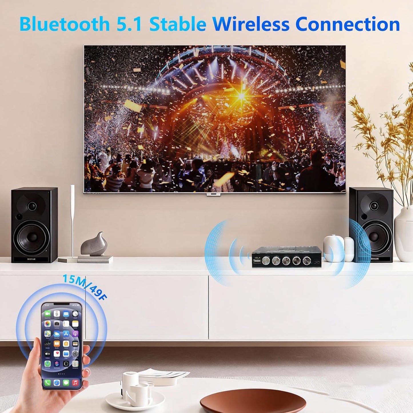 Sigllr 5.1 Board,540W 2.1 Bluetooth Audio Amplifier HiFi Channel Mini Subwoofer Power Amp Module with Treble & Bass