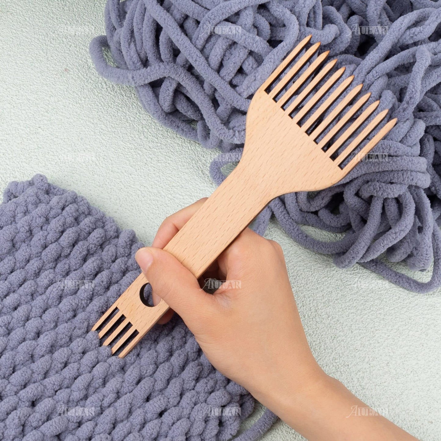AUEAR, Wooden Weaving Loom Comb, Double-Ended Handcraft Tapestry Rug DIY Braided Tools for Handcrafts Woven Making Crafts