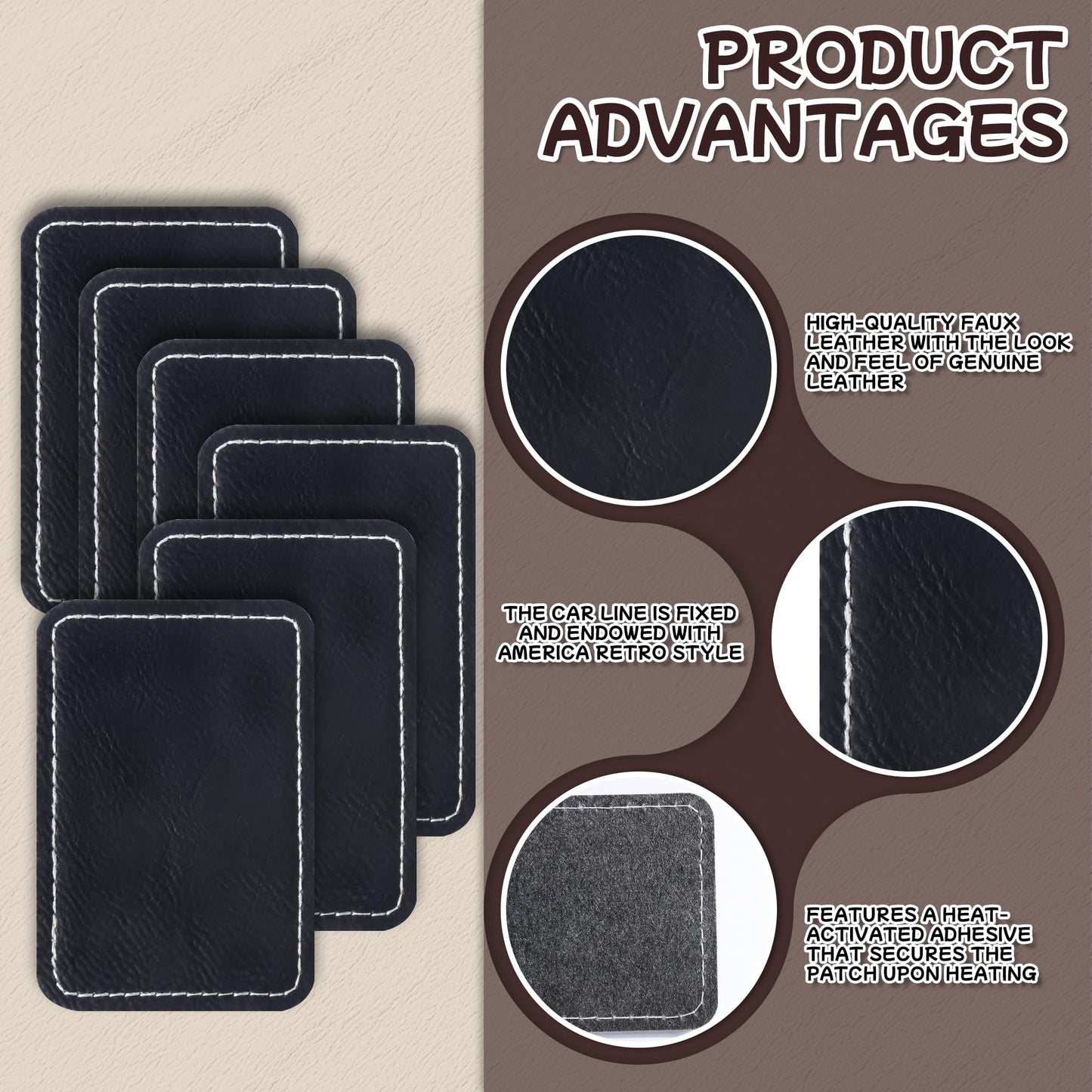 BUVKHMX Blank Leather Patches for Hats - Iron On Leatherette Patches for Laser Engraving Blanks, Custom Hat Patch Heat Press Supplies for DIY Repair and Decoration (60 Pcs, Black Silver)