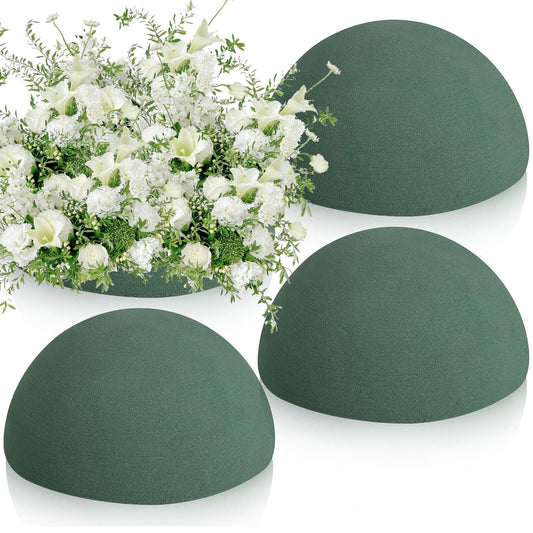 STEFORD 4 PCS Round Floral Foam Blocks Half Balls, Wet & Dry Green Flower Foam for Fresh and Artificial Flower Arrangements (7.5 x 3.7 Inches)