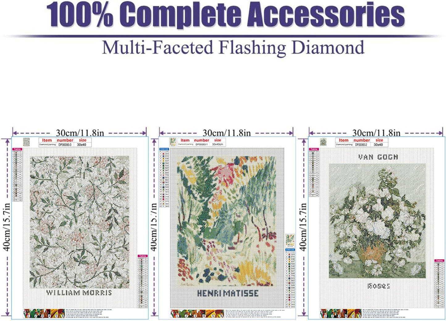 VeGuude Diamond Painting Kits for Adults - 3 Pack Artwork DIY 5D Diamond Art Kits Full Drill Diamond Dots Paintings with Diamonds Gem Art and Crafts Home Decor 12x16inch