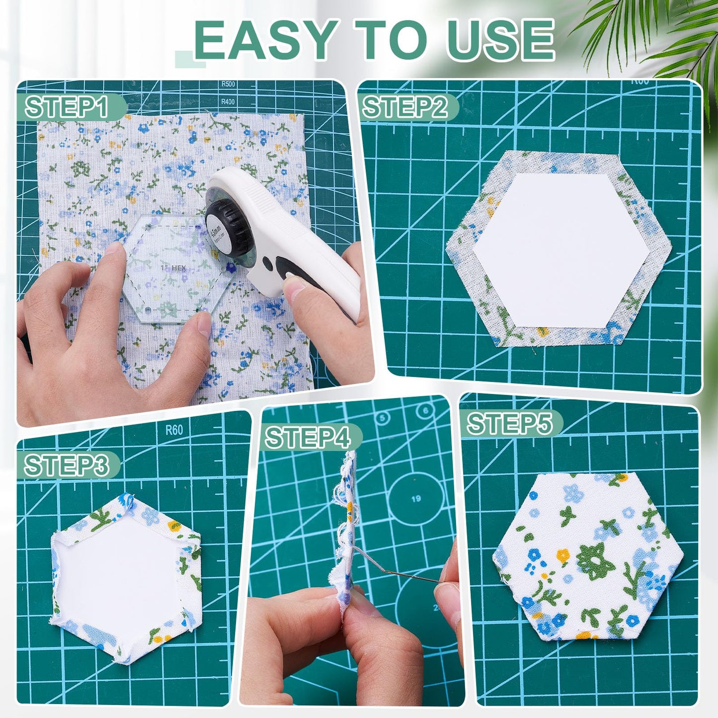 Cinnvoice 612 Pcs Patchwork Paper EPP English Piecing Supplies 12 Shapes Acrylic Templates with 600 Paper Piecing for Sewing Dresden Plate Triangle Hexagon Quilting Template(Classic 1,Clear)