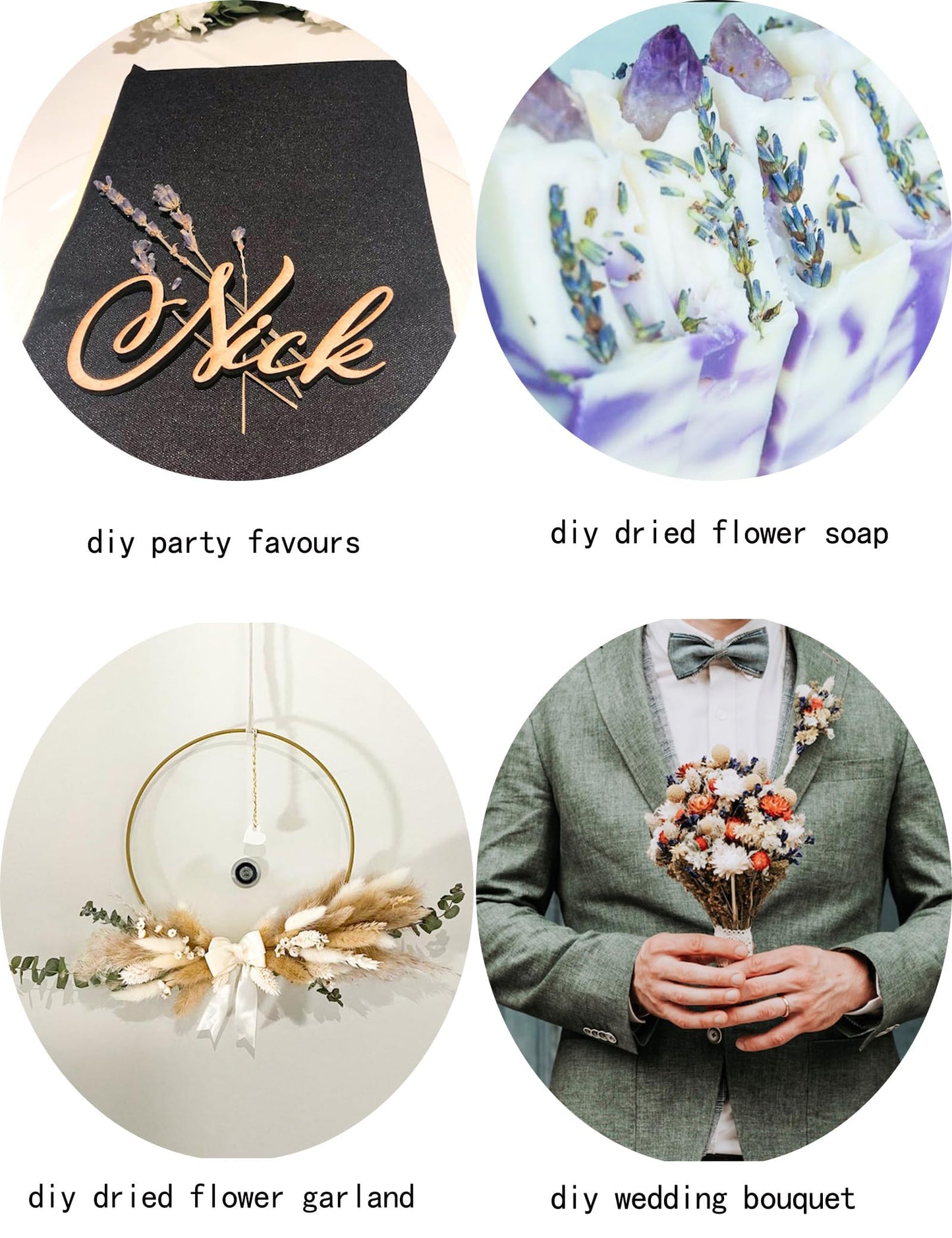 DIY Natural Dried Flower Set, Bulk Dried Flowers for Vase, Dried Flowers with Stems, Dried Roses, Mini Dried Flower Bouquets.(Brown)