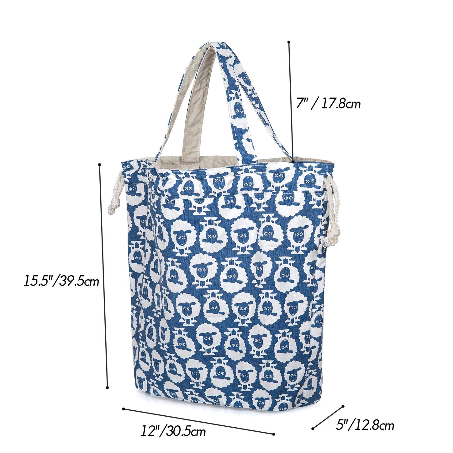 Teamoy Knitting Tote Bag with Drawstring Closure, Portable Yarn Storage Bag for Knitting Needles, Yarn Skein and Crochet Supplies, Sheep (Bag Only)