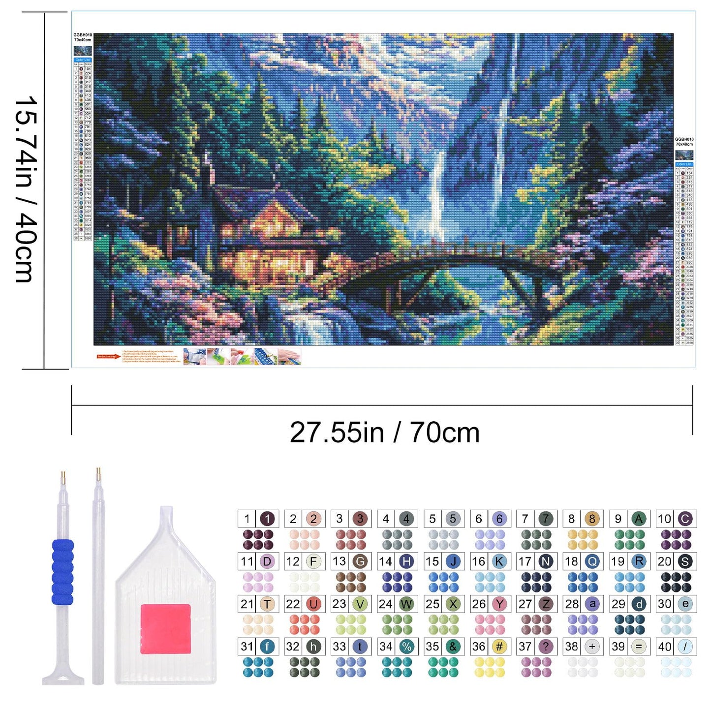 JOOZ Mountain Diamond Painting Kit for Adults 5D Large Landscape Diamond Art Kits for Adults House Diamond Art Painting Kits Gem Art Kits for Home Wall Decor 27.5x15.7Inch