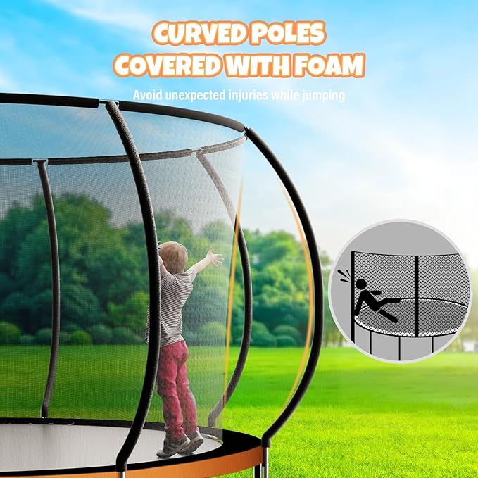 14FT & 16FT Trampoline for Kids & Adults, Big Round Trampoline with Basketball Hoop, Sprinkler & ASTM Certified