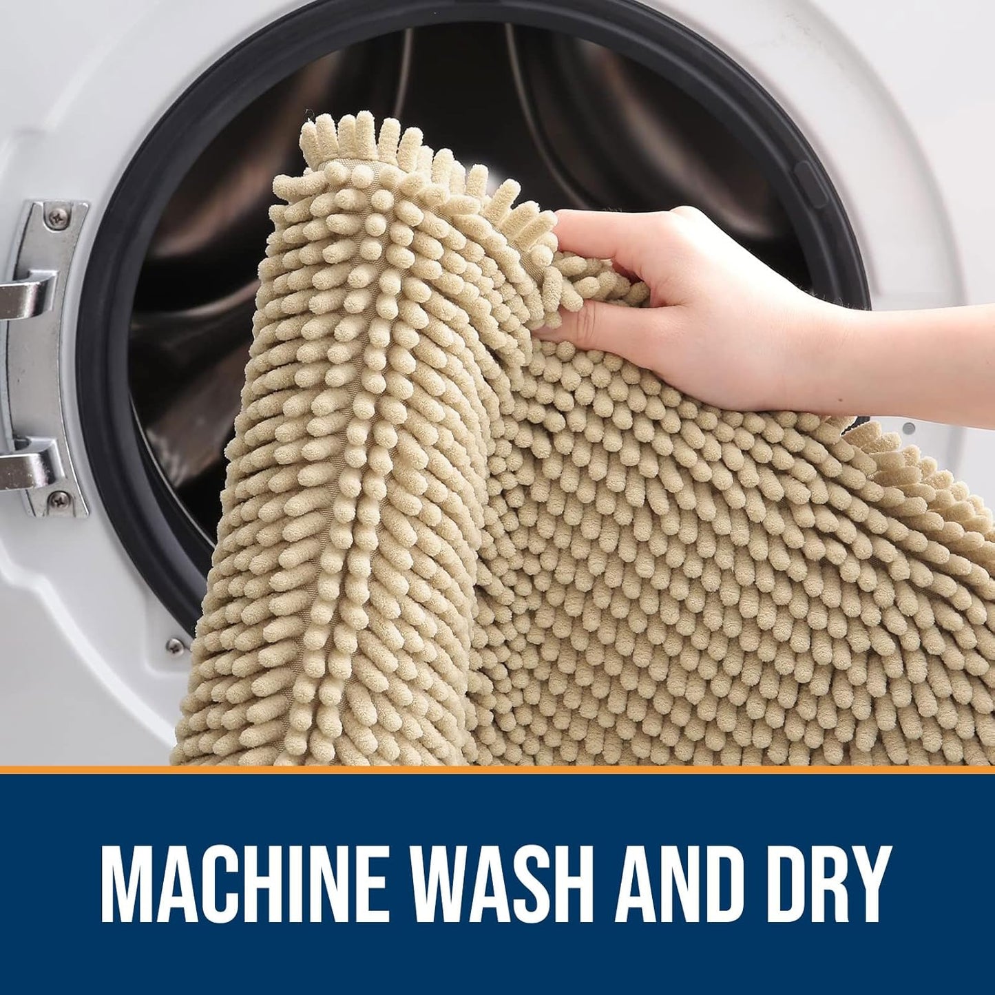 OLANLY Dog Door Mat - Absorbent Non-Slip Chenille for Muddy Paws | 40x24 Beige Indoor Entryway Carpet