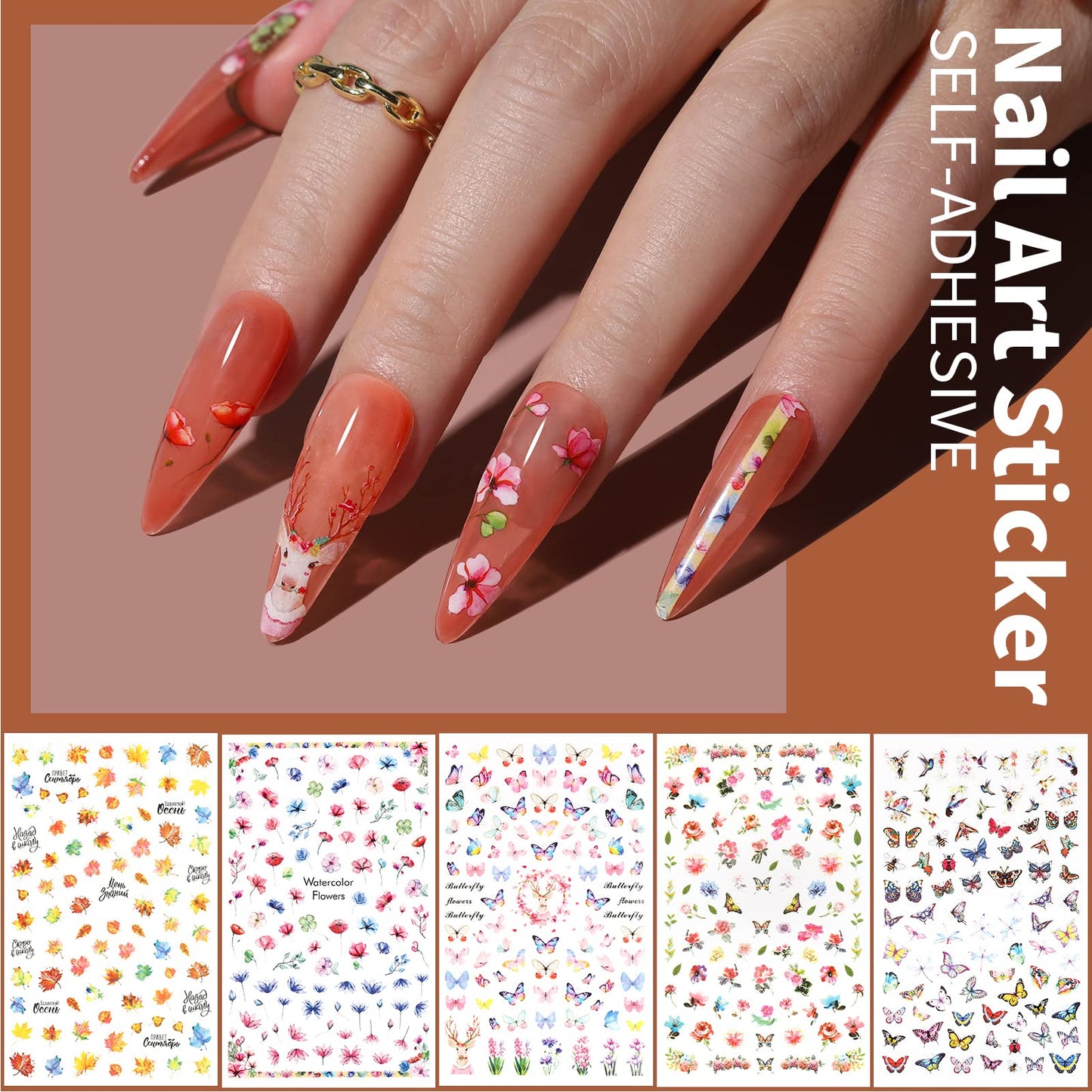 FANDAMEI Nail Art Kit, Nail Art Brushes Set, Nail Art Dotting Tools, Nail Stickers, Butterfly Nail Art Sequins, Nail Foils, Nail Art Flakes Iridescent, Rhinestones For Nails Design