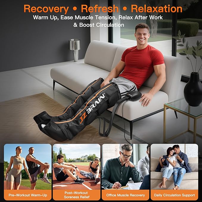 Sequential Air Compression Recovery System : Professional Sequential Compression Boots for Fast Recovery & Circulation Improvement ??Full Leg Recovery Device for Athletes Runners Gym (Small)