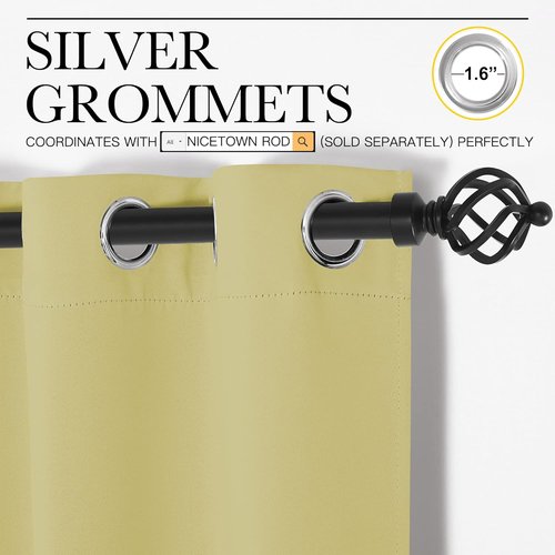 NICETOWN Blackout Curtains - Paler Yellow Thermal Insulated Drapes for Bedroom | 1 Pair, 42 x 63 Inches