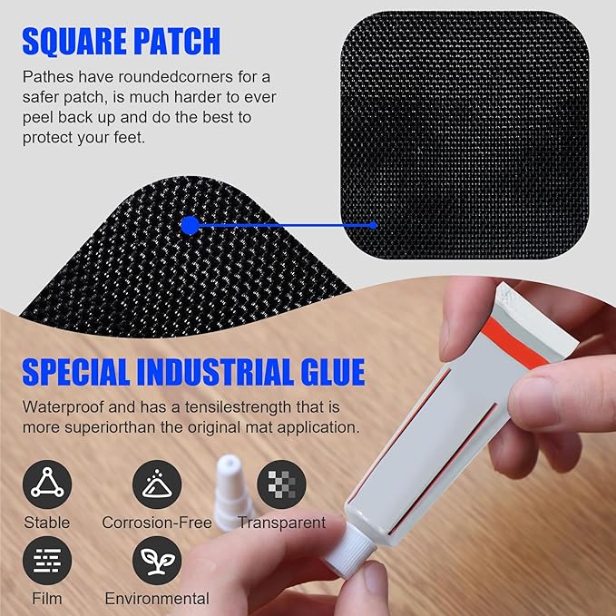 Trampoline Patch Repair Kit 4.1'' x 4.1'' Square Patches | Repair Trampoline Mat Tear or Hole in a Mat