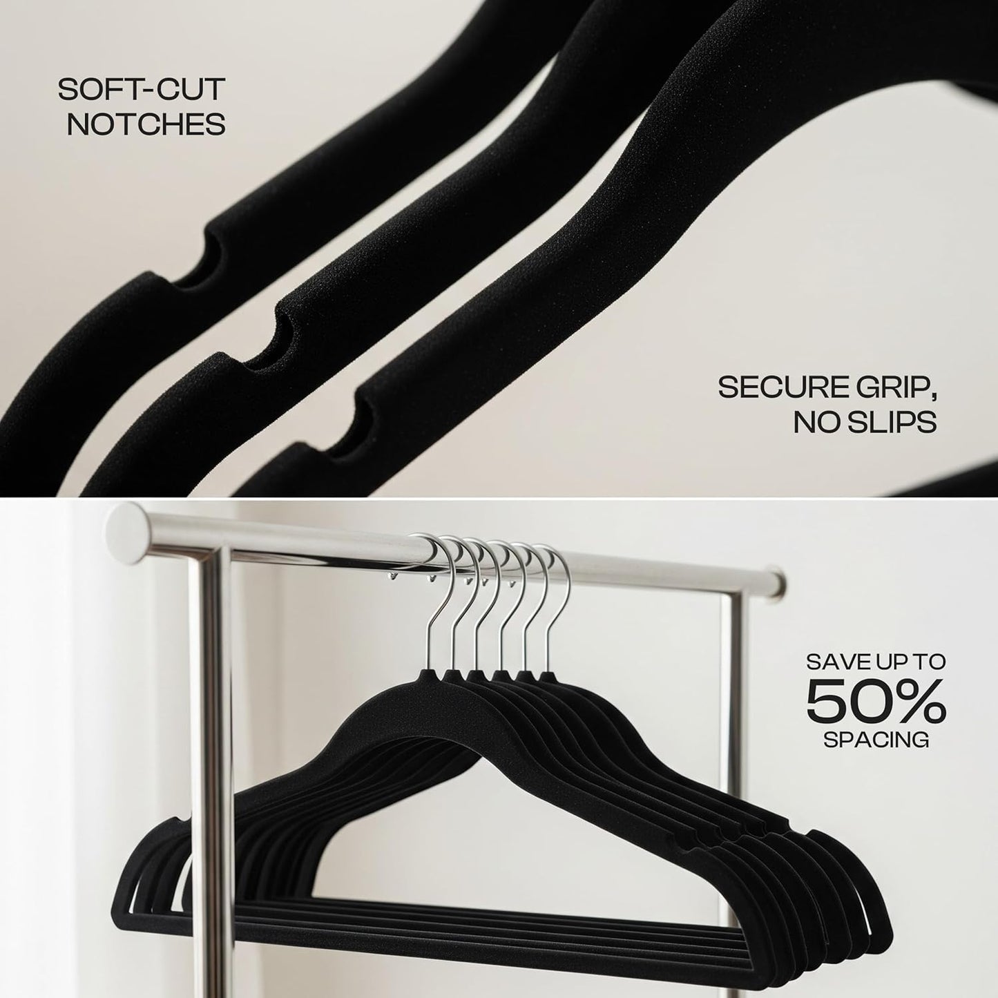 Utopia Home Velvet Hangers - 100 Pack Luxury Non-Slip Slim Coat & Pant Hangers | Space-Saving Black Design