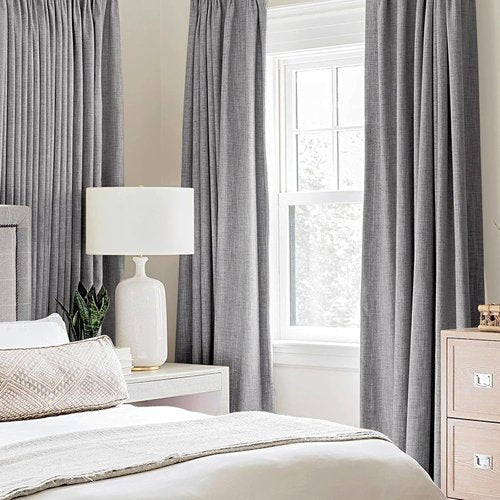 MIULEE Blackout Curtains - 100% Thermal Insulated Linen Texture | Grey Room Darkening Drapes 52x108 Inch (2 Panels)