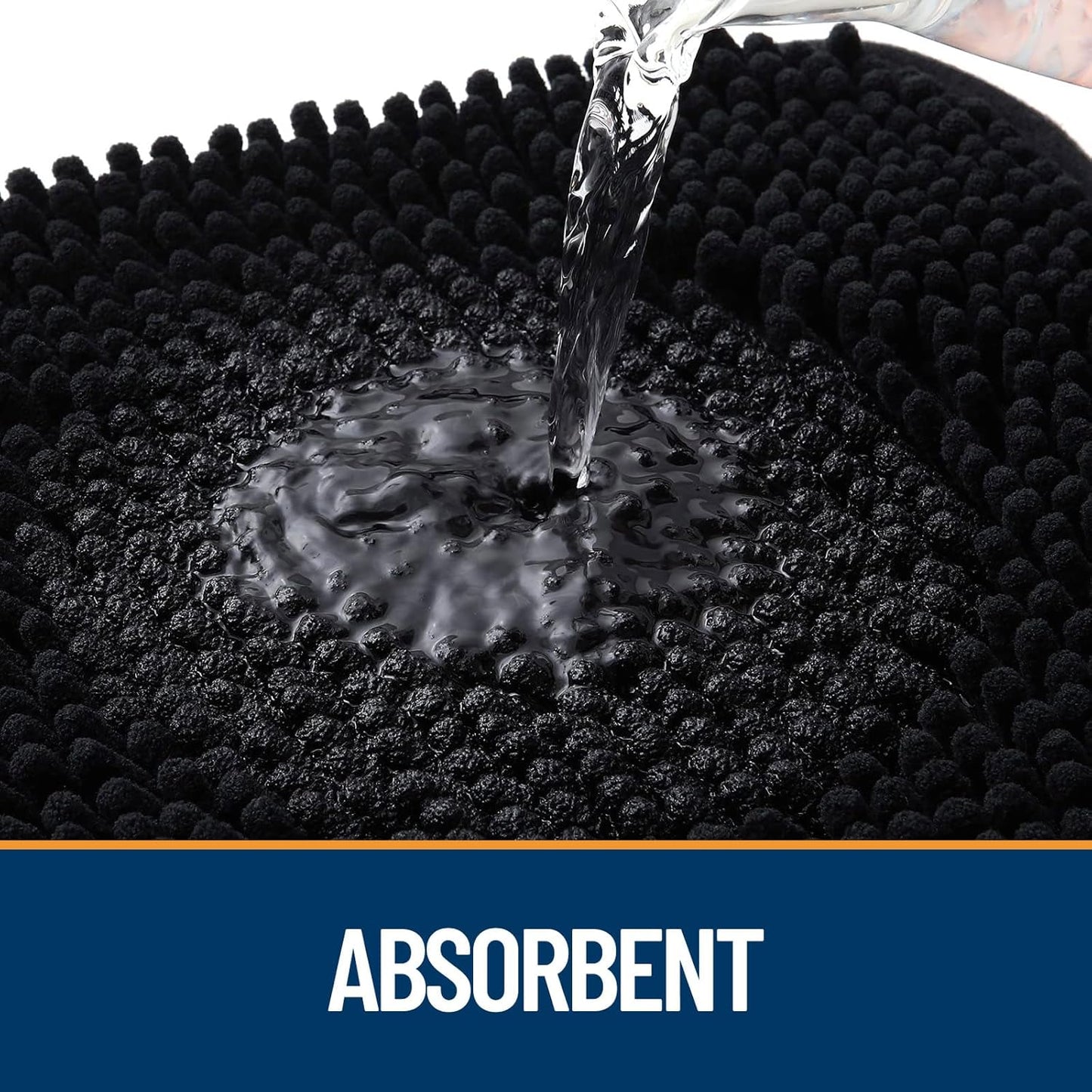OLANLY Dog Door Mat - Absorbent Non-Slip Chenille Mat for Muddy Paws | 54x24 Inches, Quick Dry, Black