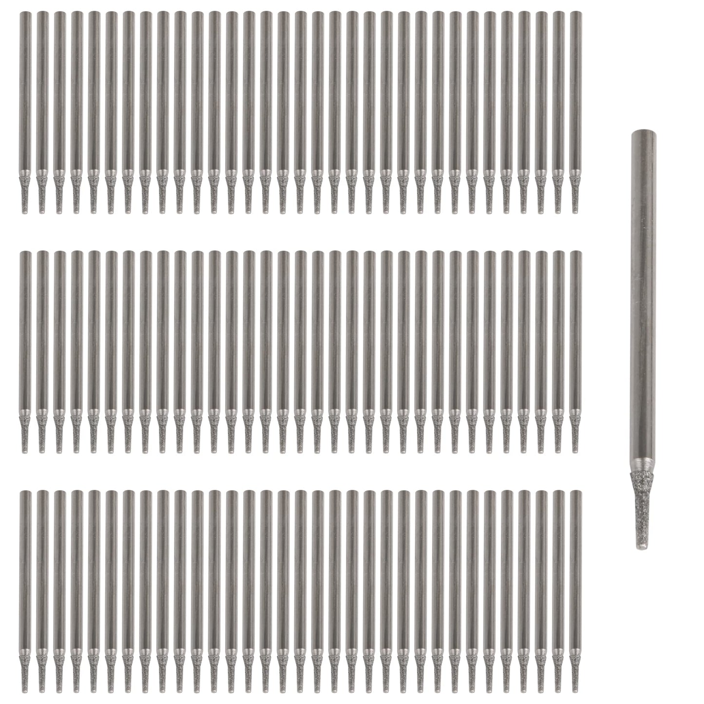 BQLZR 1mm Silver Gemstones Diamond Burrs Engraving Drill Bits Jewelry Jade Carving Drill Hole Tools Pack of 100