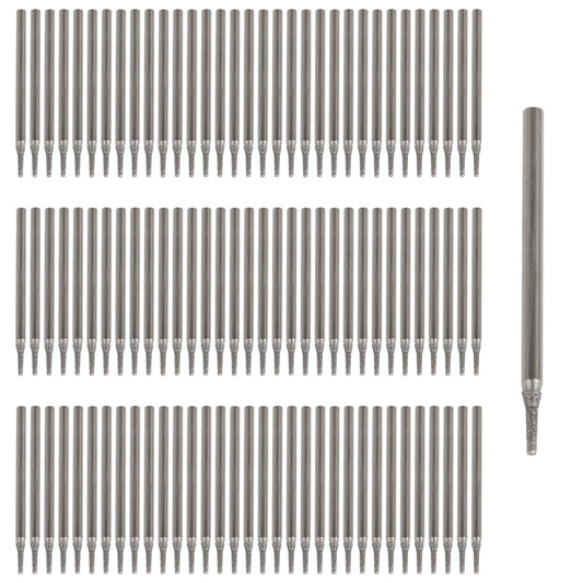 BQLZR 1mm Silver Gemstones Diamond Burrs Engraving Drill Bits Jewelry Jade Carving Drill Hole Tools Pack of 100