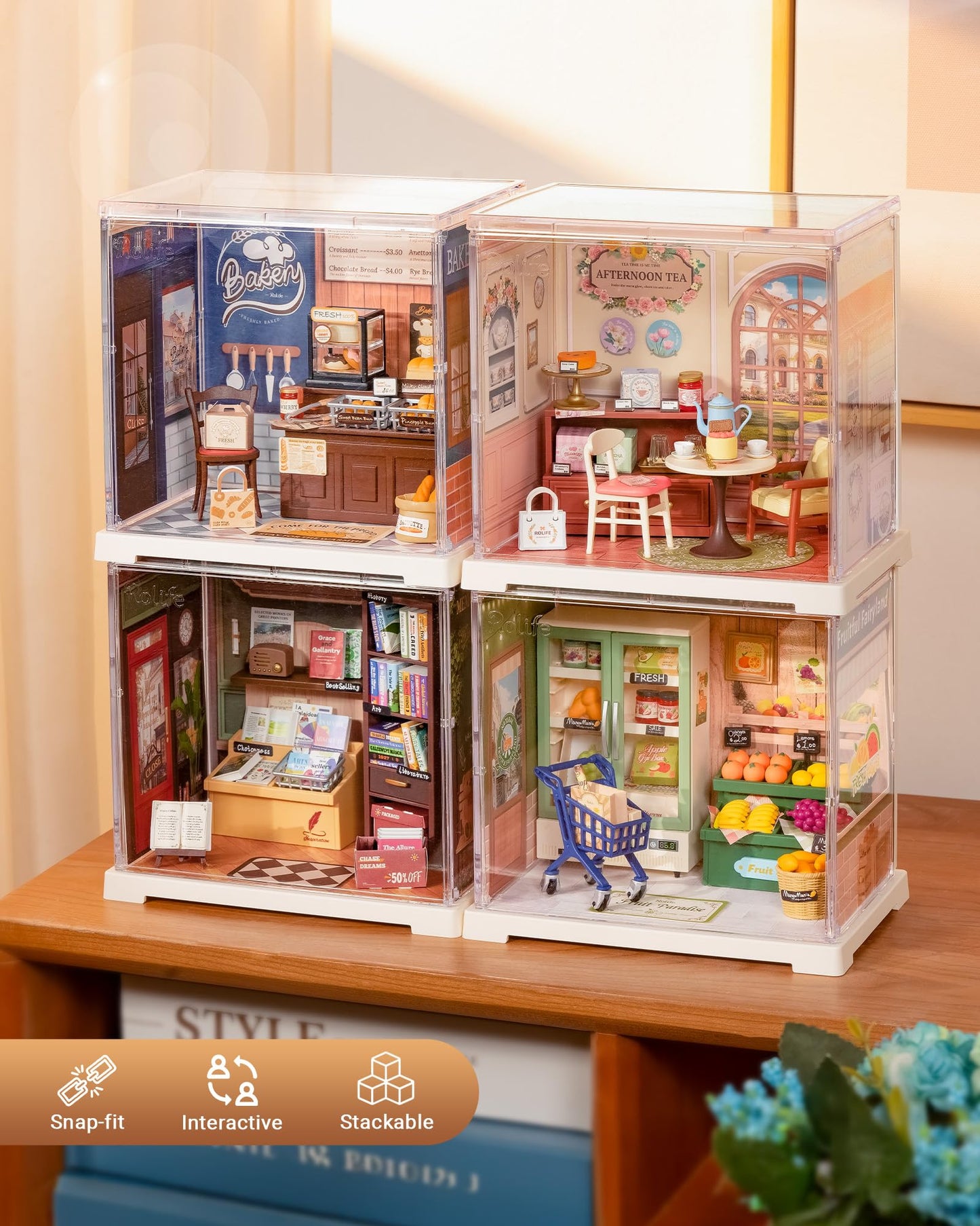 Rolife Super Creator Mini Series Fruits Shop, DIY Plastic Miniature Kits Retail Store Series, Mini Model House Building Set for Teens Aged 14+, DIY Crafts/Hobbies for Adults (Nature Energy Fruits)