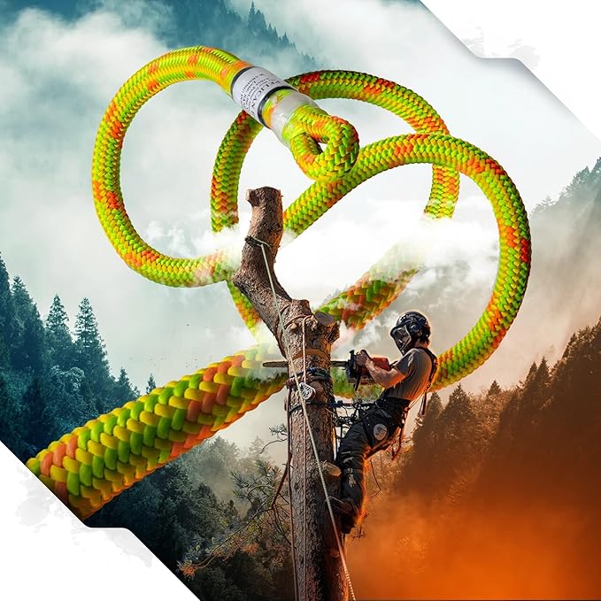 Pelican Rope Arborist Rope 11.8mm x 300Ft High-Strength 24-Strands Static Climbing Rope | 7,000 lb Strength for Tree Climbing, Pulling, Outdoors & Swing | Made in USA - Viper, Plain End