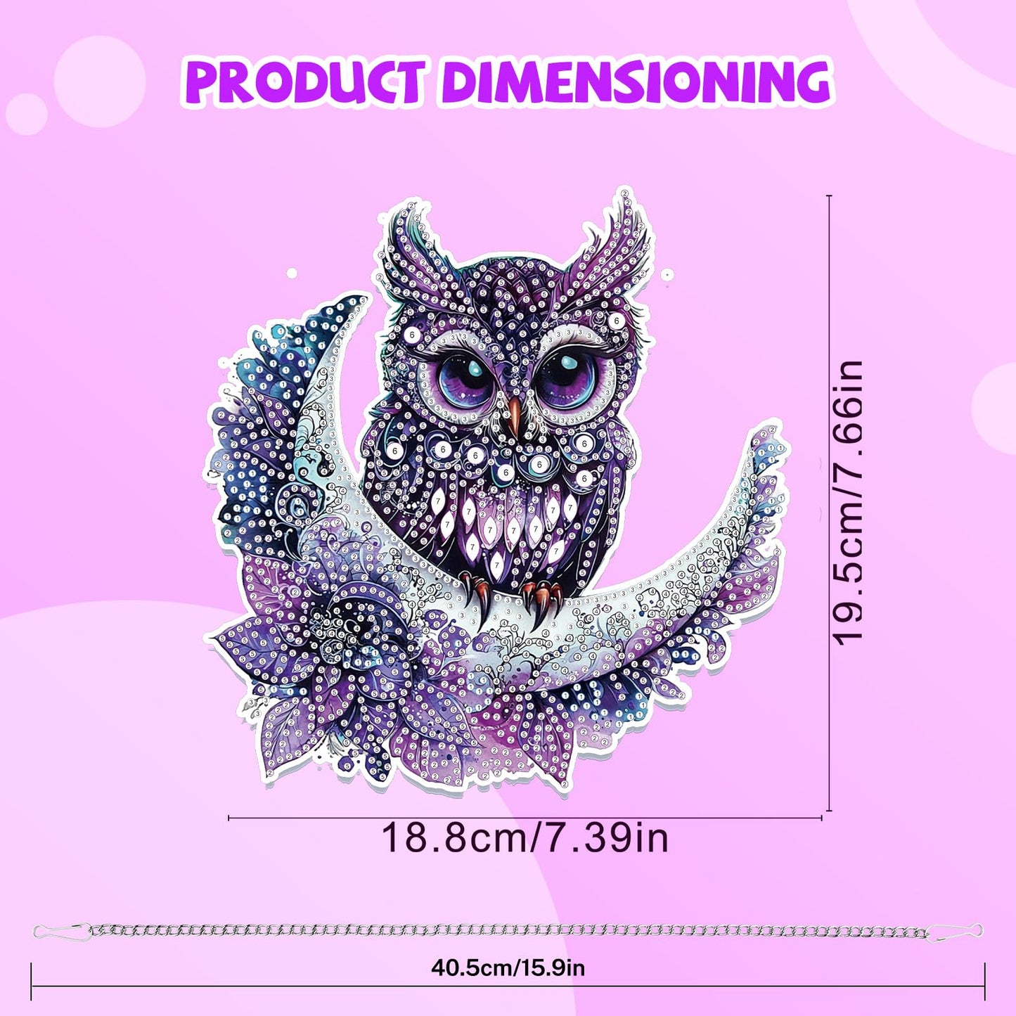 Bowetile Owl Diamond Art Hanging Kits for Adults, 5D Special Shape Diamond Painting Moon Pendant Kits, Gem Art Suncatchers Painting Window Ornament for Home Garden Wall Decor