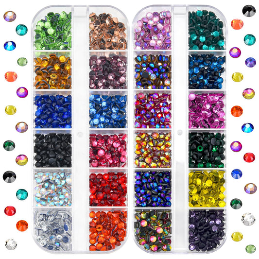 blinginbox Bedazzler Kit Rhinestones 0.15inches SS16(3.8-4mm) 24 Colorful Nail Art Rhinestones Flatback Crystal Gems 2 Boxes for Colthes Wallet Camera Phone Doll Toy DIY Nail Art Decoration