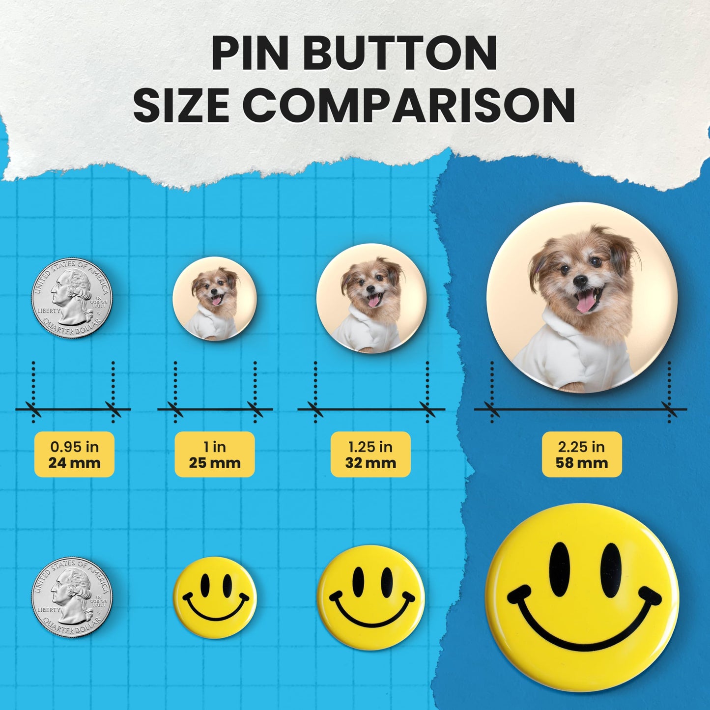 Nice2Have 100 Sets of Pinback Button Parts 2.25 inch (58mm) - Button Maker Supplies for Button Maker Machine