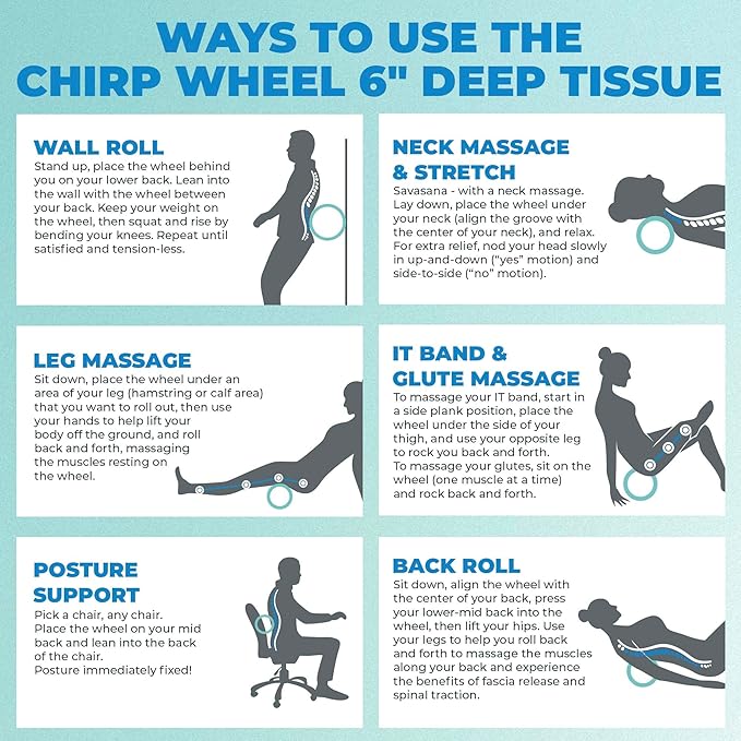 Chirp Wheel Foam Roller ??Targeted Back & Neck Relief, Lumbar Spine Stretcher, Spinal Decompression Back Stretcher, Massage Roller with Density Foam for Physical Therapy, Supports 500lbs, 6-Inch Mint